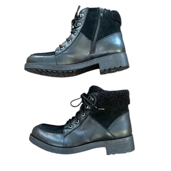 GEOX Rawelle ABX Faux Shearling Trimmed Waterproof Black Boots – Sz 9 - Picture 4 of 8